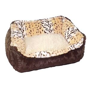 Baylee Mink & Snow Leopard Dog Lounge Bed - NEW